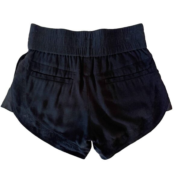 Helmut Lang Heather Shorts Black Pull On Stretch Waist Satin Side Sheer P XS EUC - Picture 6 of 13